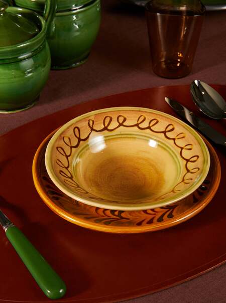 Hand-Painted Slipware Small Bowls (Set of 4)