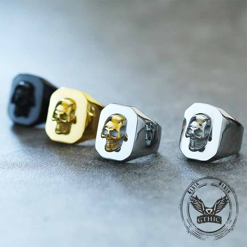 Image of Punk Skull Head Stainless Steel Square Ring