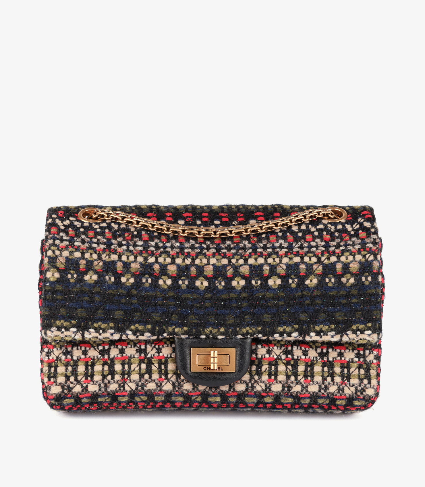 Multicolour Tweed & Black Lambskin Leather Paris-Salzburg 225 2.55 Reissue Double Flap Bag
