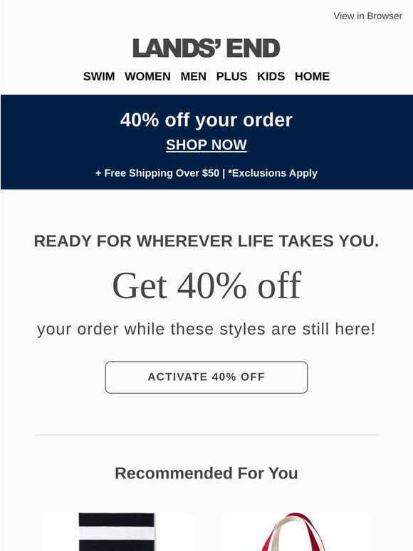 40% off + FREE shipping ($50+)