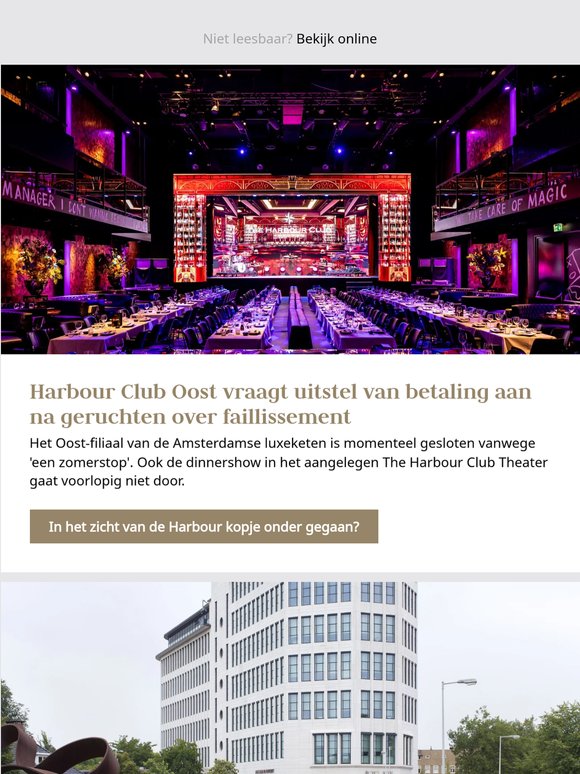 Wibi Wagemans: 'Het is een misvatting dat je in VS pas meetelt na faillissement & 'Harbour Club Oost vraagt uitstel van betaling aan na geruchten over faillissement