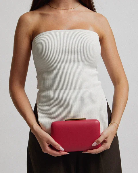 Image of Red Cassie Rectangle Hardcase Clutch Bag