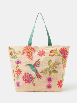 Embroidered Beach Tote Bag