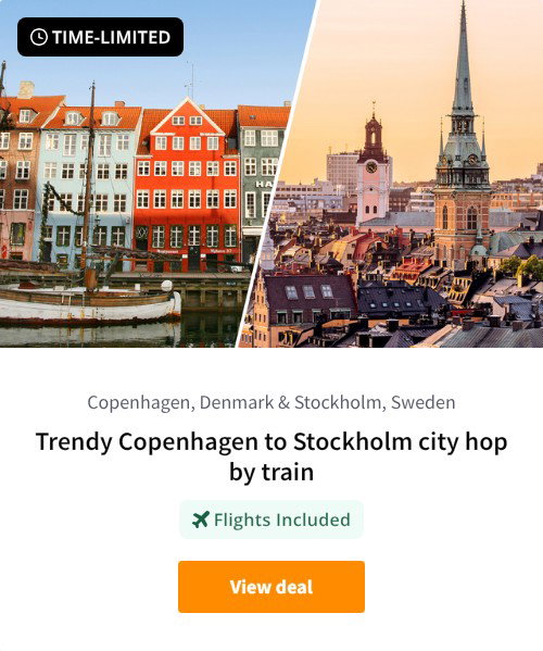 Trendy Copenhagen to Stockholm city hop by train