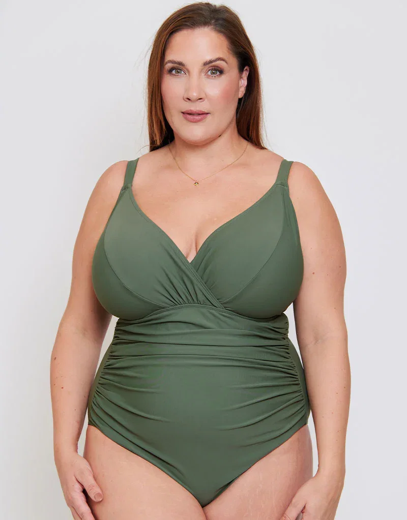 Adella Calypso Plunge Control Swimsuit Dusky Green
