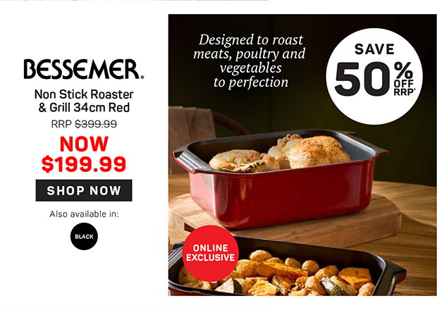 Bessemer Non Stick Roaster & Grill 34cm Red