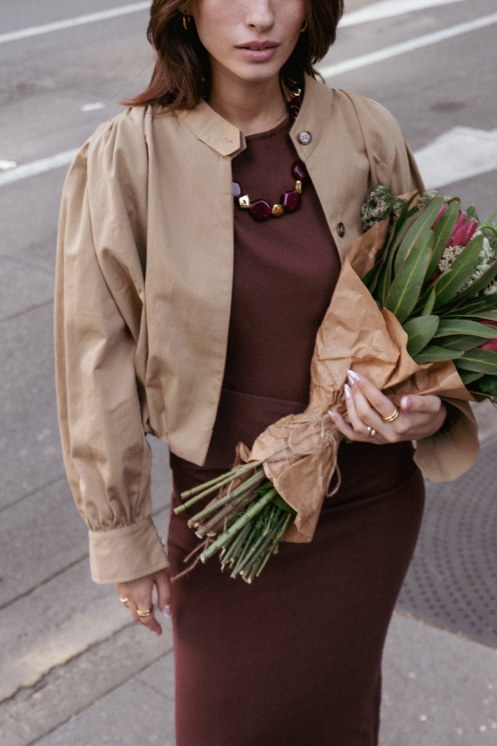 Image of Rory Bubble Hem Jacket - Khaki