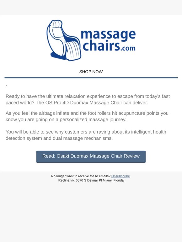 [Blog] Osaki Duomax Massage Chair Review
