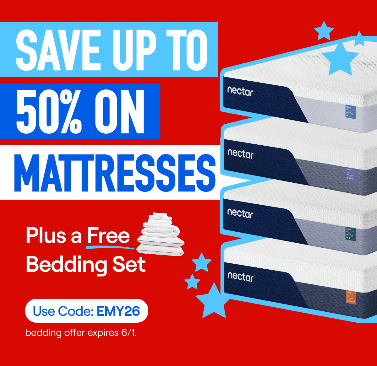 FREE Bedding Set (up to $599 value) with any mattress purchase