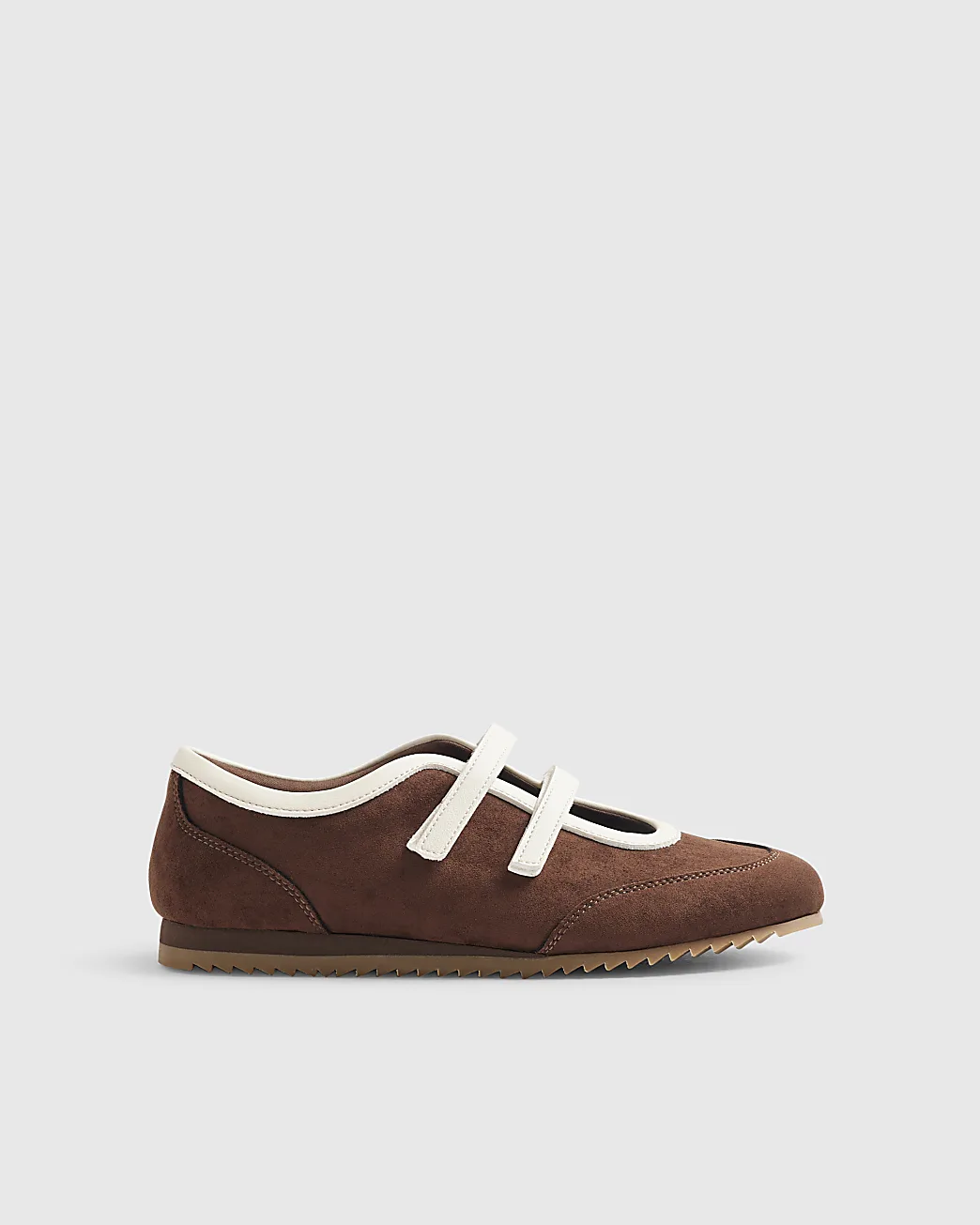 Womens Brown Double Strap Sneakerina Ballet Trainers