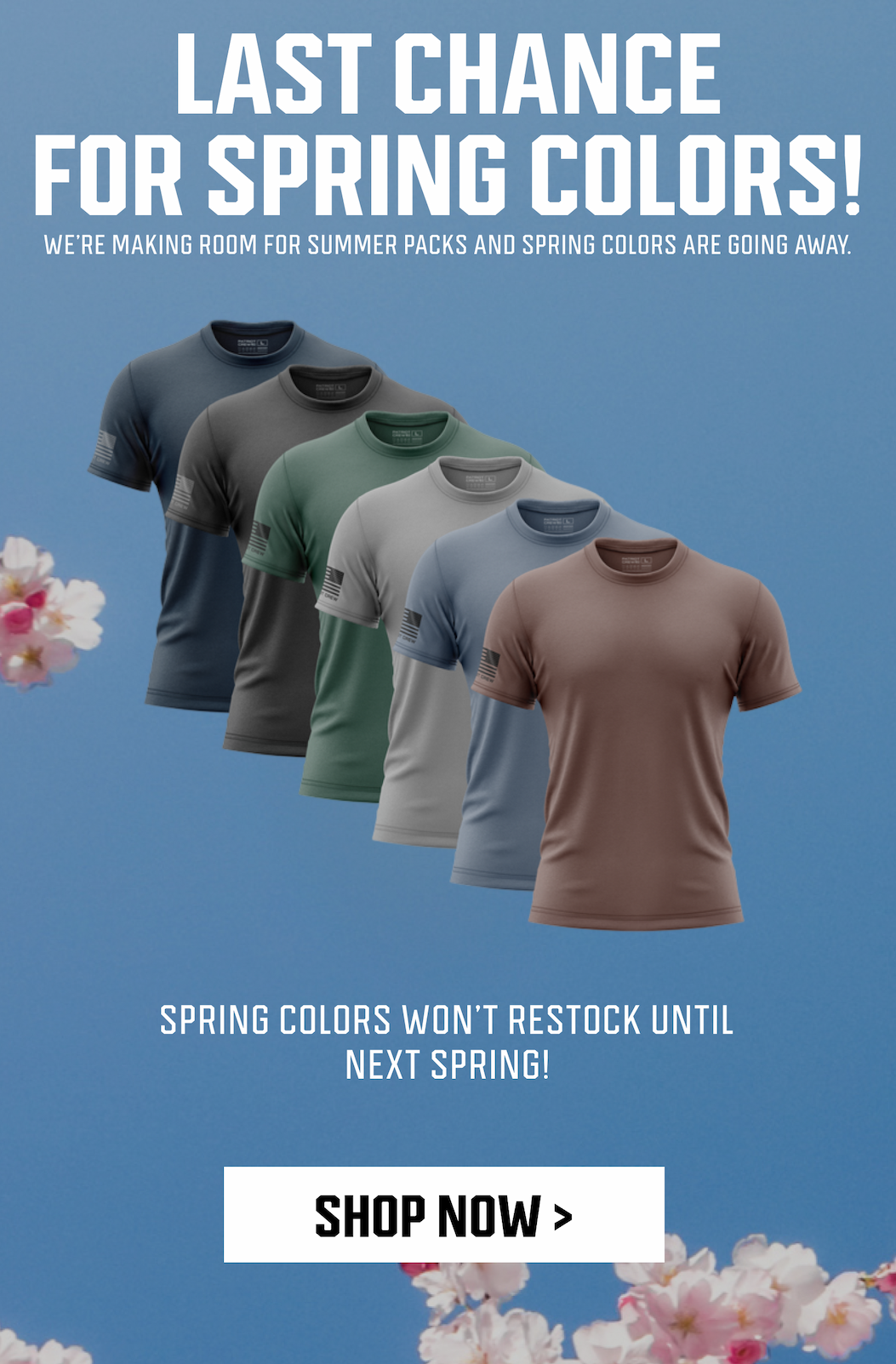 LAST CHANCE FOR SPRING COLORS! - WE'RE MAKING ROOM FOR SUMMER PACKS AND SPRING COLORS ANRE GOING AWAY. - SPRONG COLOS WON'T RESTOCK UNTIL NEXT SPRING@