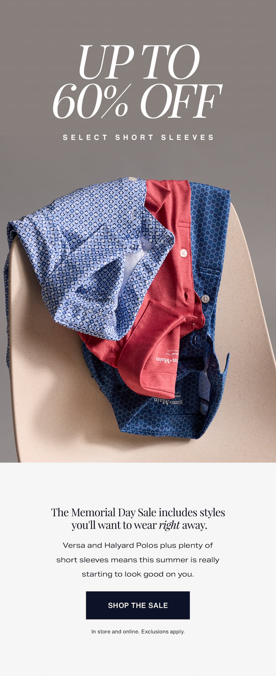 UP TO 60% OFF SELECT SHORT SLEEVES [SHOP THE SALE]