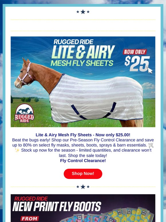 Lite & Airy Mesh Fly Sheets $25 🐎