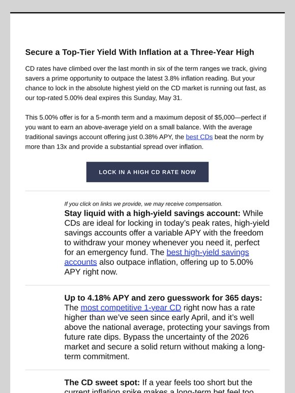 CD Rates Jumped in 6 Terms—Plus a 5.00% APY Offer Ending Sunday