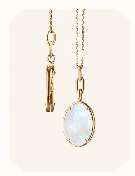 "Elle" Stone Slim 18K Yellow Gold Locket Necklace