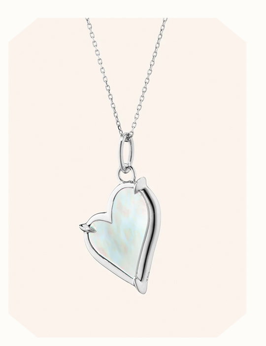 Mother of Pearl Classic Heart Sterling Silver Necklace