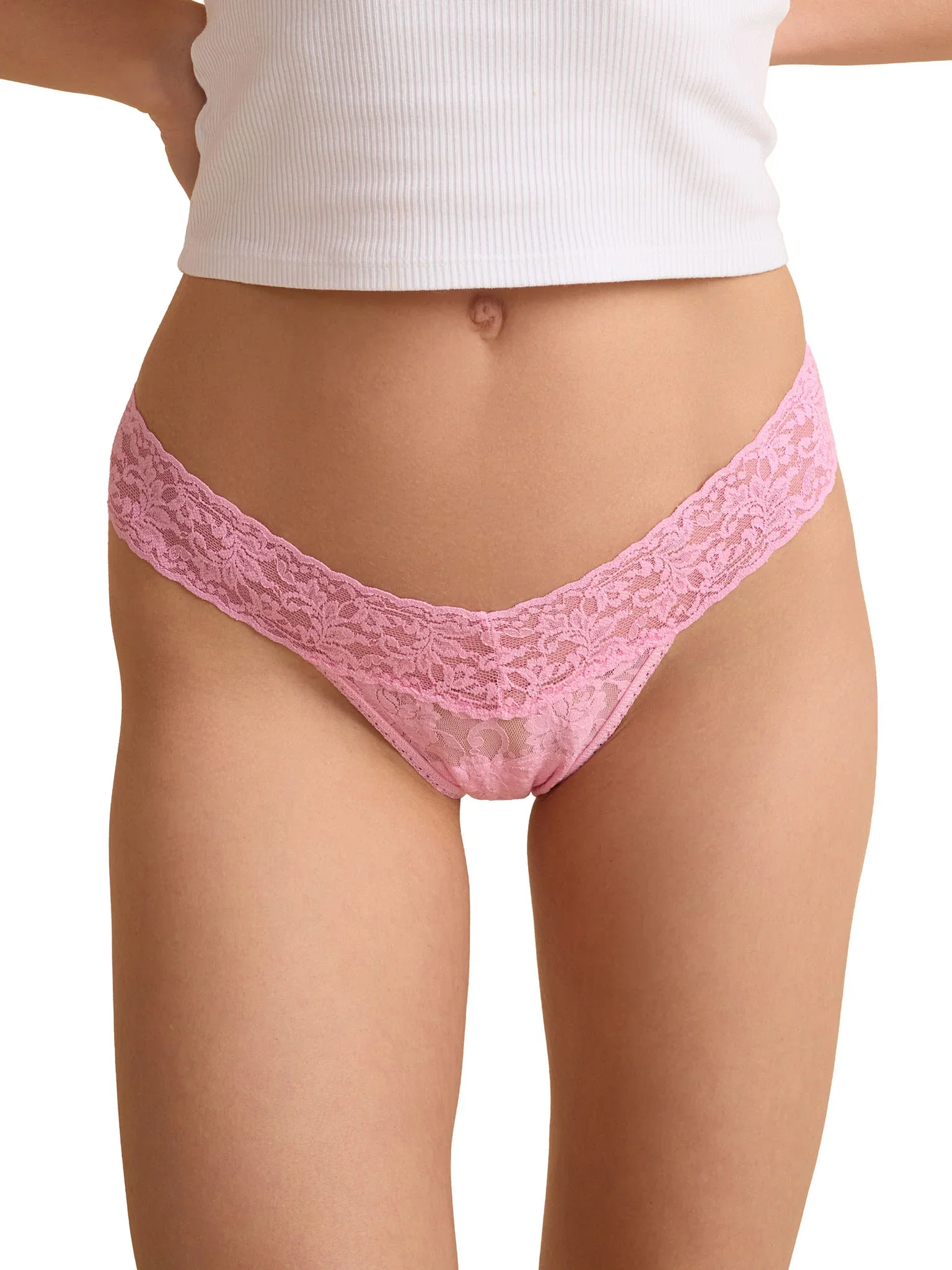 Image of Signature Lace® Low Rise Thong Strawberry Lemonade Pink Sale