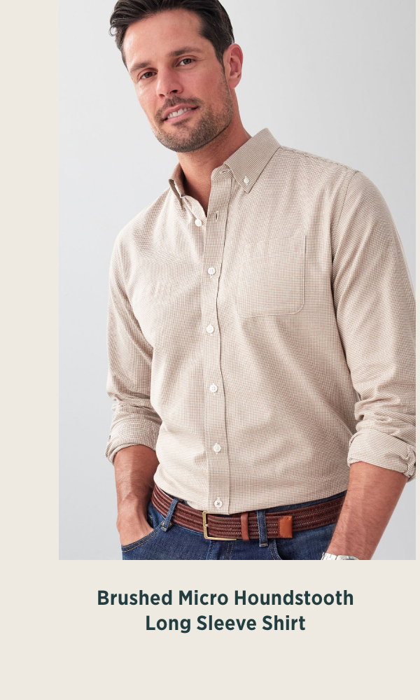 Brushed Micro Houndstooth Long Sleeve Shirt