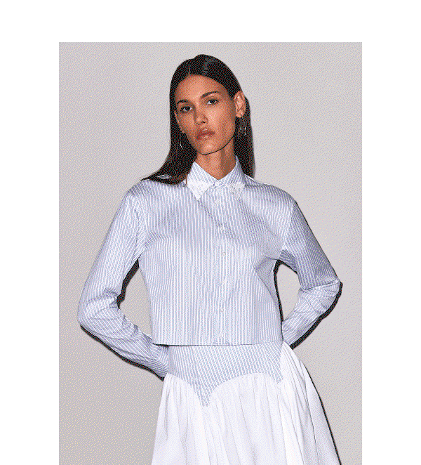 Poplin Button Down Shirt & Garter Skirt
