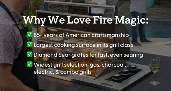 ✅ 85+ years of American craftsmanship ✅ Largest cooking surface in its grill class ✅ Diamond Sear grates for fast, even searing ✅ Widest grill selection: gas, charcoal, electric, & combo grills