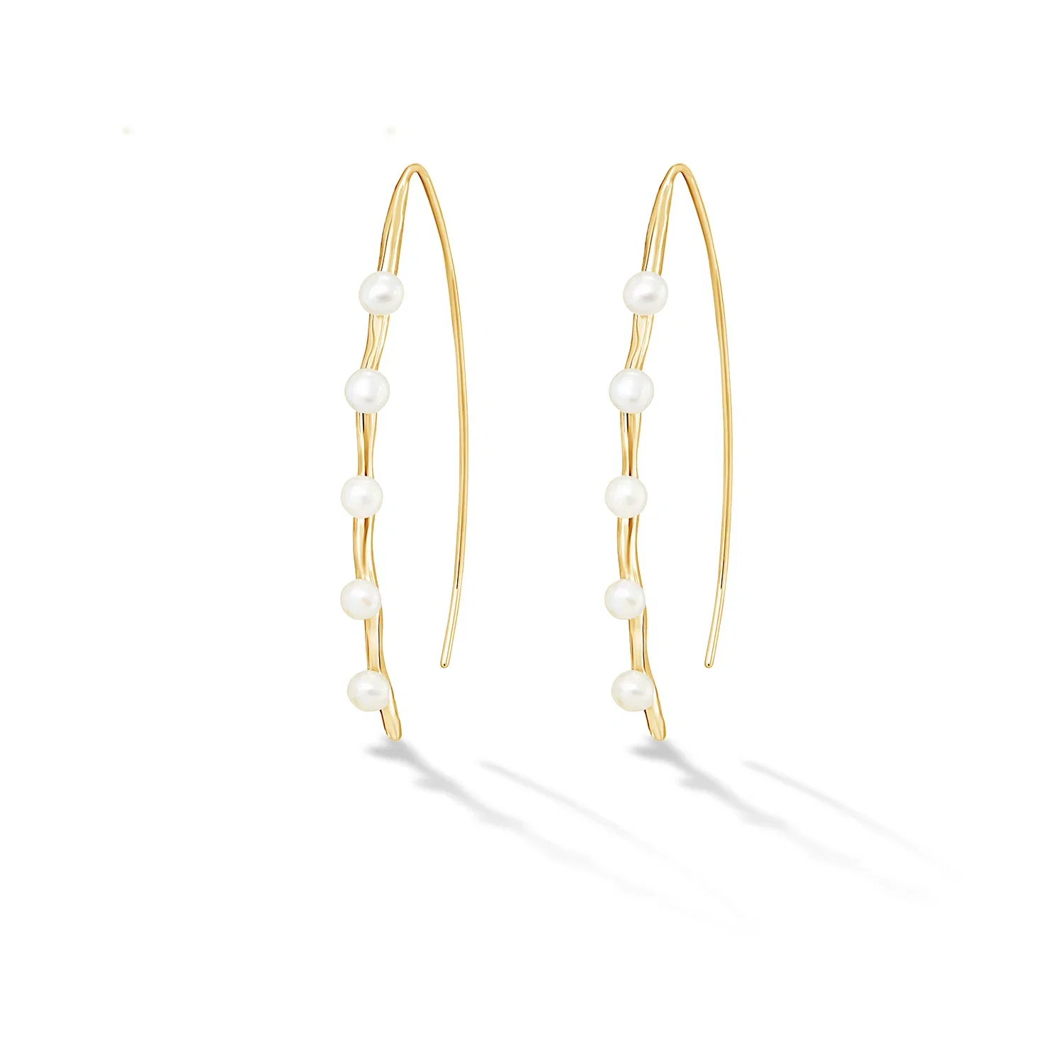Image of Waterfall Long Pearl Droplet Earrings