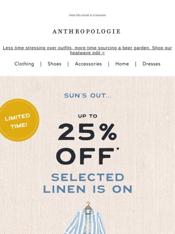 Calling all linen lovers: UP TO 25% OFF