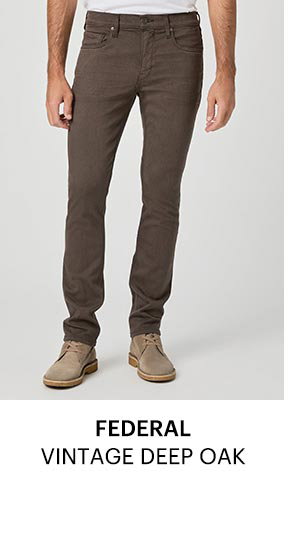 Transcend Federal 34" Slim Straight Jean in Vintage Deep Oak.
