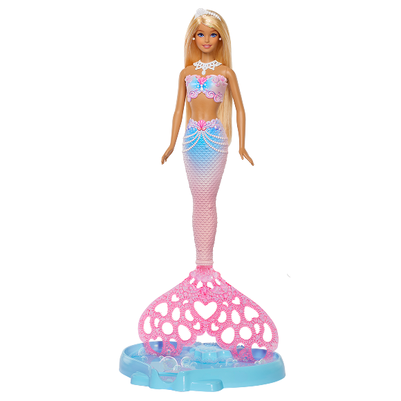 Barbie Bubble Sparkle Mermaid Doll With Bubble-Making Feature, Includes Bubble Solution & Hairbrush