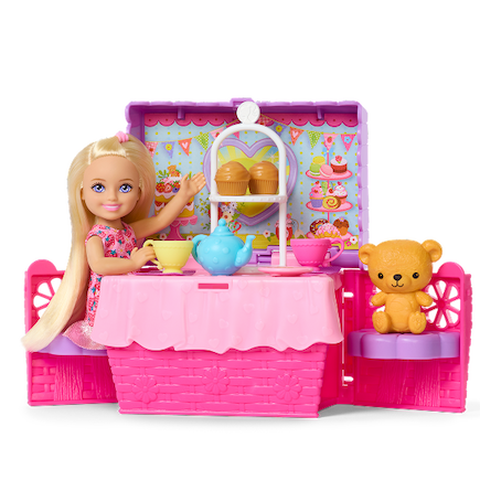 Barbie Family & Friends Club Chelsea Pop-Up Tea Party Playset With Small Doll & 10+ Accessories
