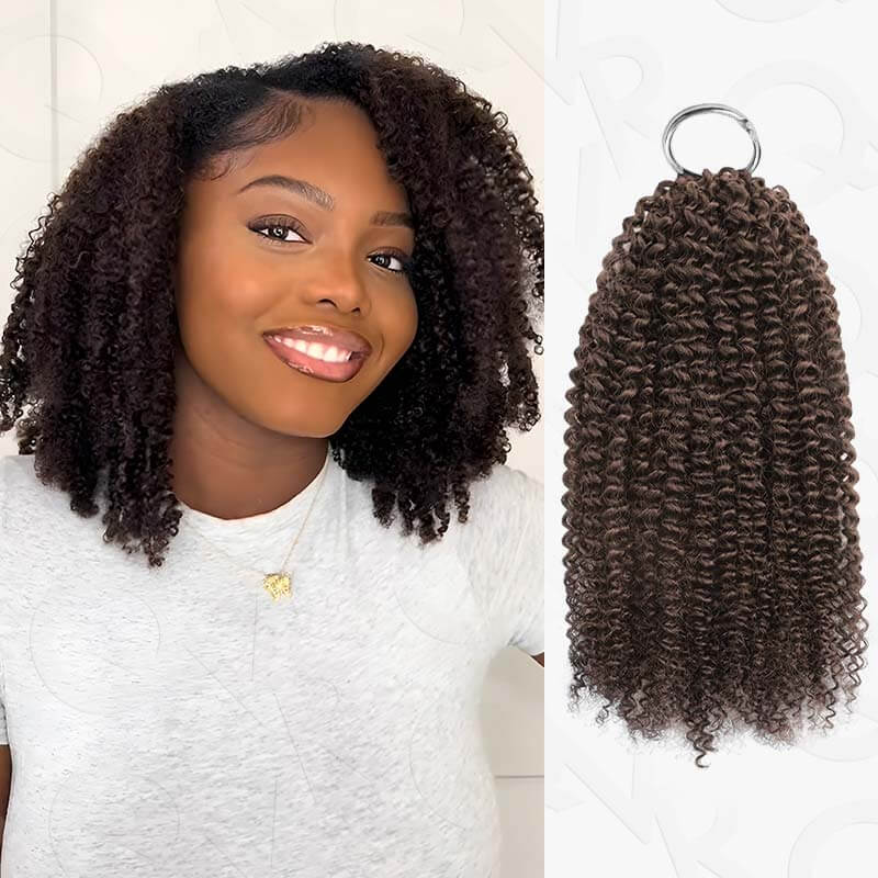 Image of Flash Sale|QVR Dark Brown #4 Afro Kinky Curly Feather Crochet Human Hair