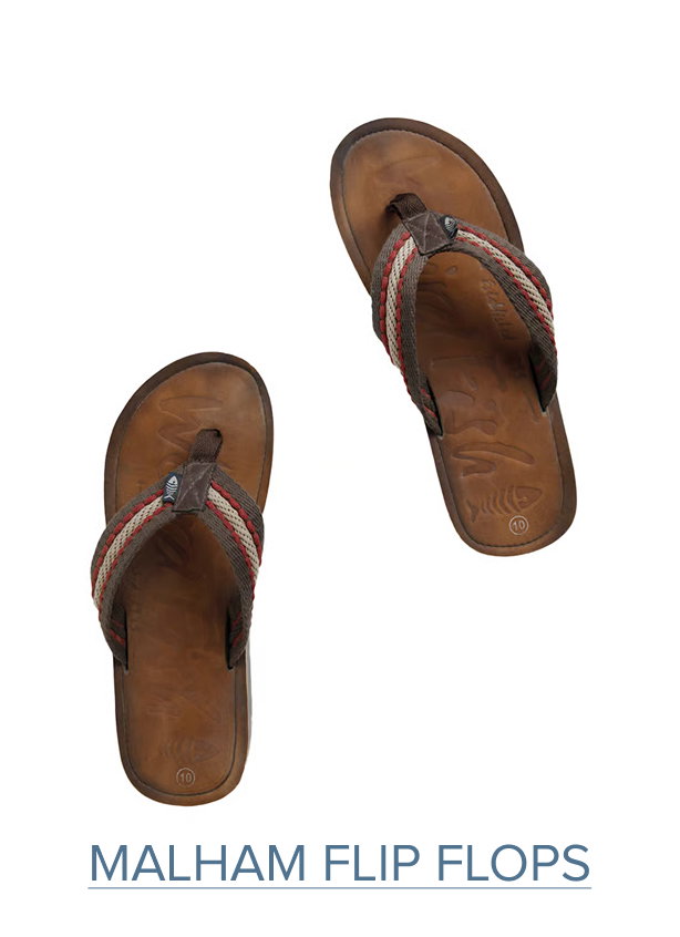 Malham Leather Look Flip Flops Antique Tan