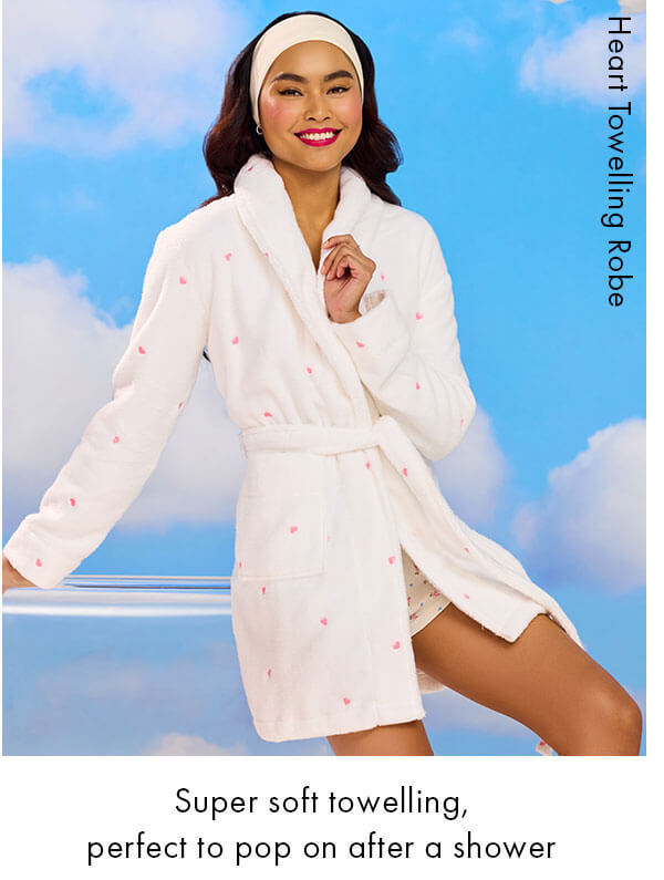 Heart towelling short robe
