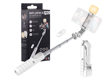  Palo Selfie Stick 2 en1 T'nB Influence Pro LED Blanco 