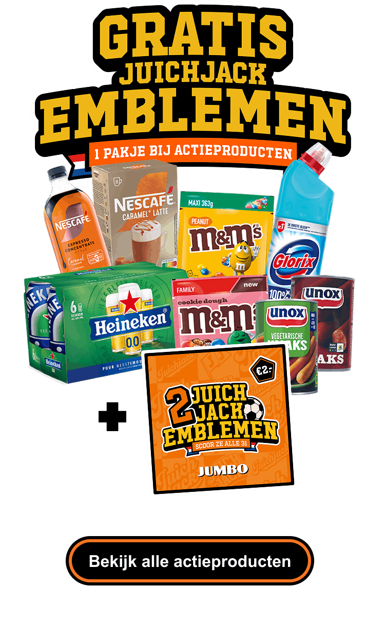 Gratis JuichJack Emblemen. 1 pakje bij actieproducten