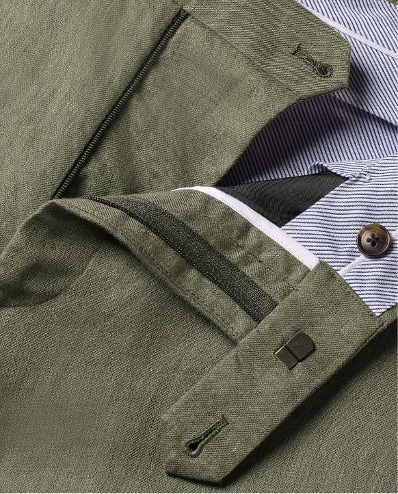 Pure Linen Trousers – Olive Green