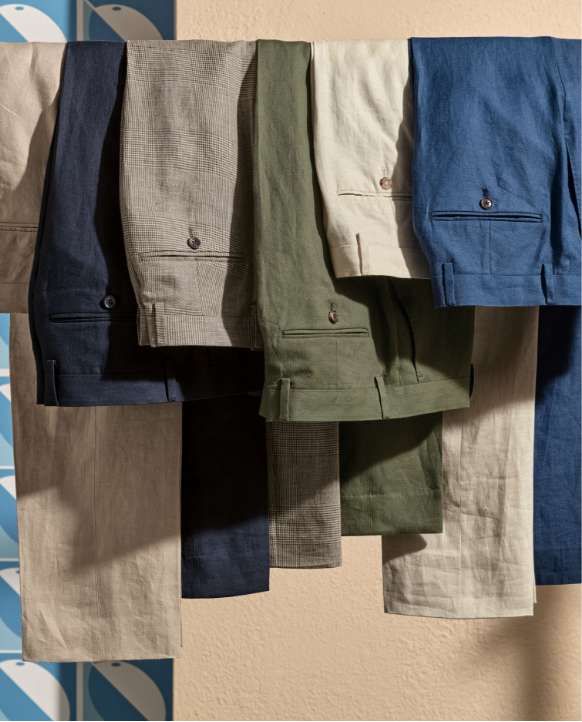 Pure Linen Trousers – Olive Green