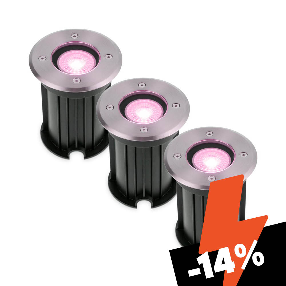 Set of 3 Maisy stainless steel smart inground spotlights