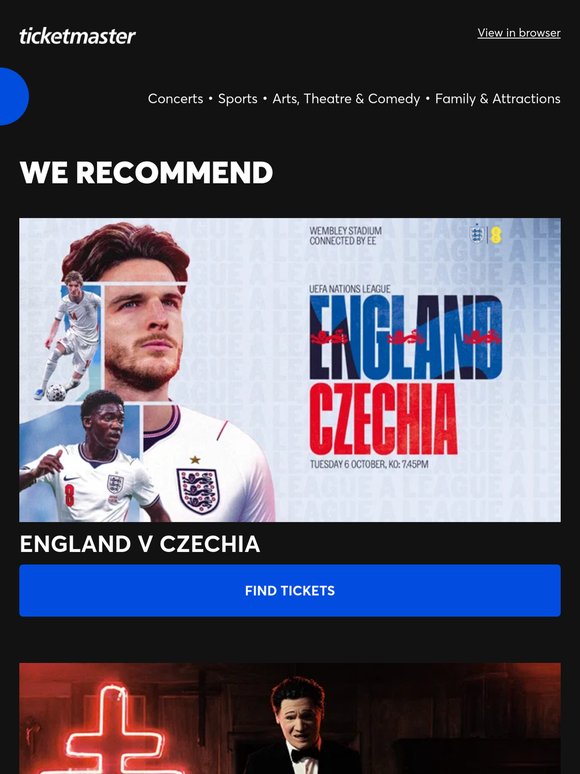 England v Czechia, PRESIDENT, Save on top West End shows plus many more!