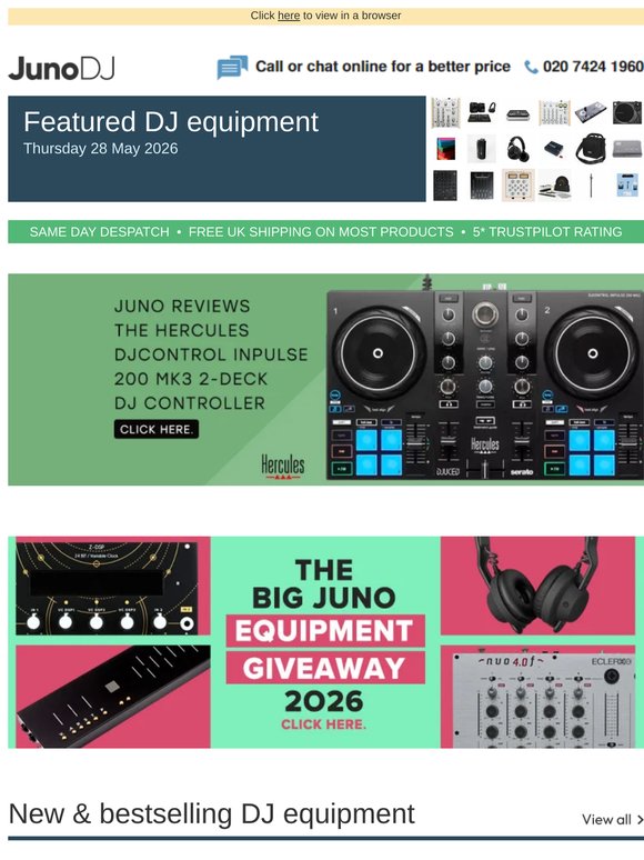 Juno reviews the Hercules DJControl Inpulse 200 MK3 + The Big Equipment Giveaway & more DJ equipment news...