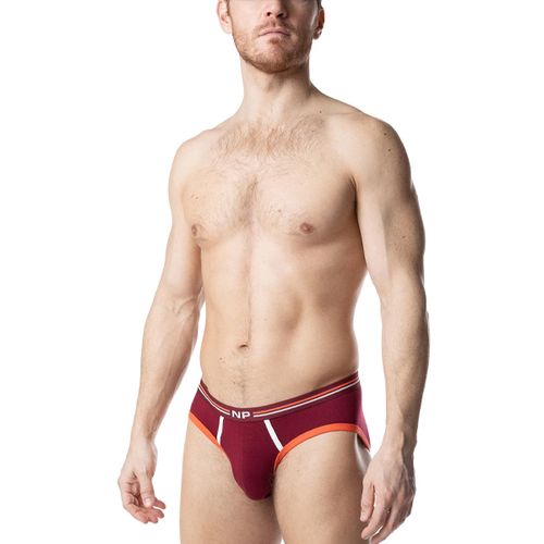 Nasty Pig Rival Classic Brief - Burgundy/ Vibrant Orange/White