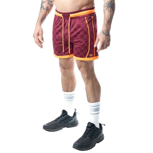 Nasty Pig Rival Rugby Short - Burgundy/Vibrant Orange