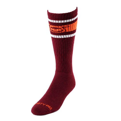 Nasty Pig Hook'd Up Sport Sock 3.0 - Burgundy/Vibrant Orange/White - OSFA