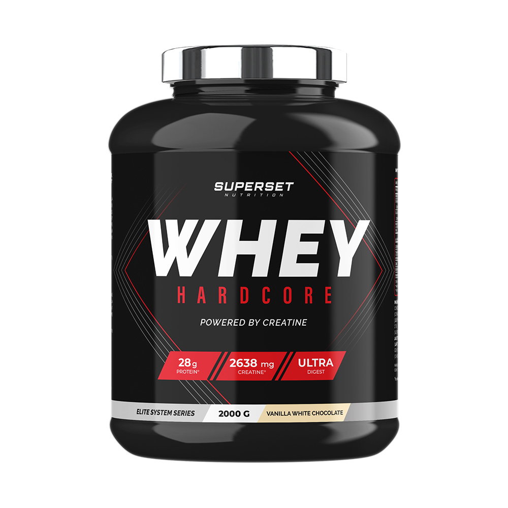 WHEY HARDCORE (2 kg) : Pure Whey Ultrafiltrée enrichie en Créatine, Taurine, Zinc et D3