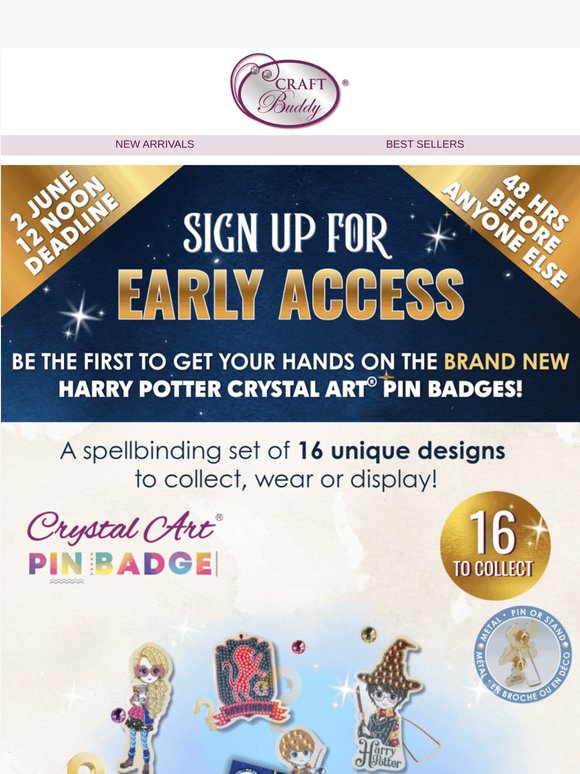 PRESALE! Harry Potter Crystal Art® Pin Badges