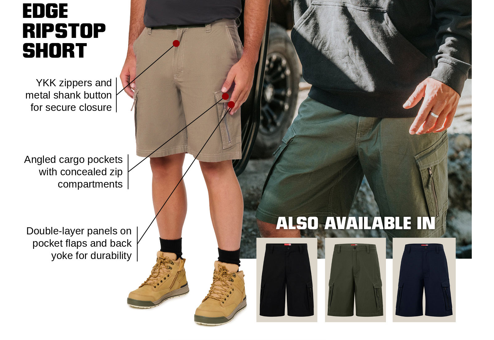 Hard Yakka Edge Ripstop Short