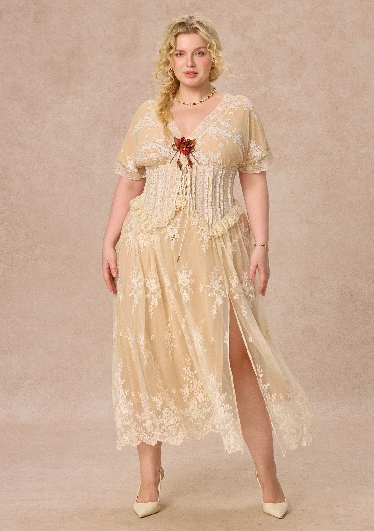 Image of Curve&Plus Wild Thorn Rose Corset Dress