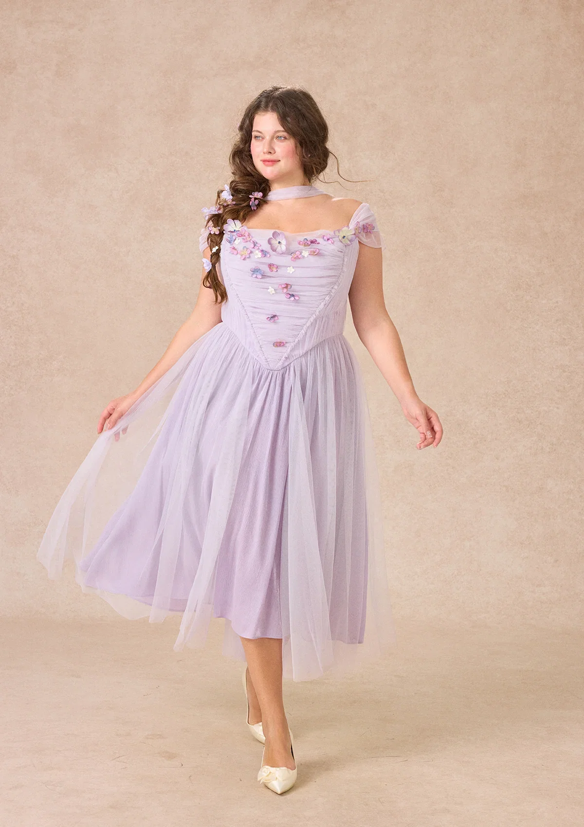 Image of Curve&Plus Ode to Purple Iris Dress