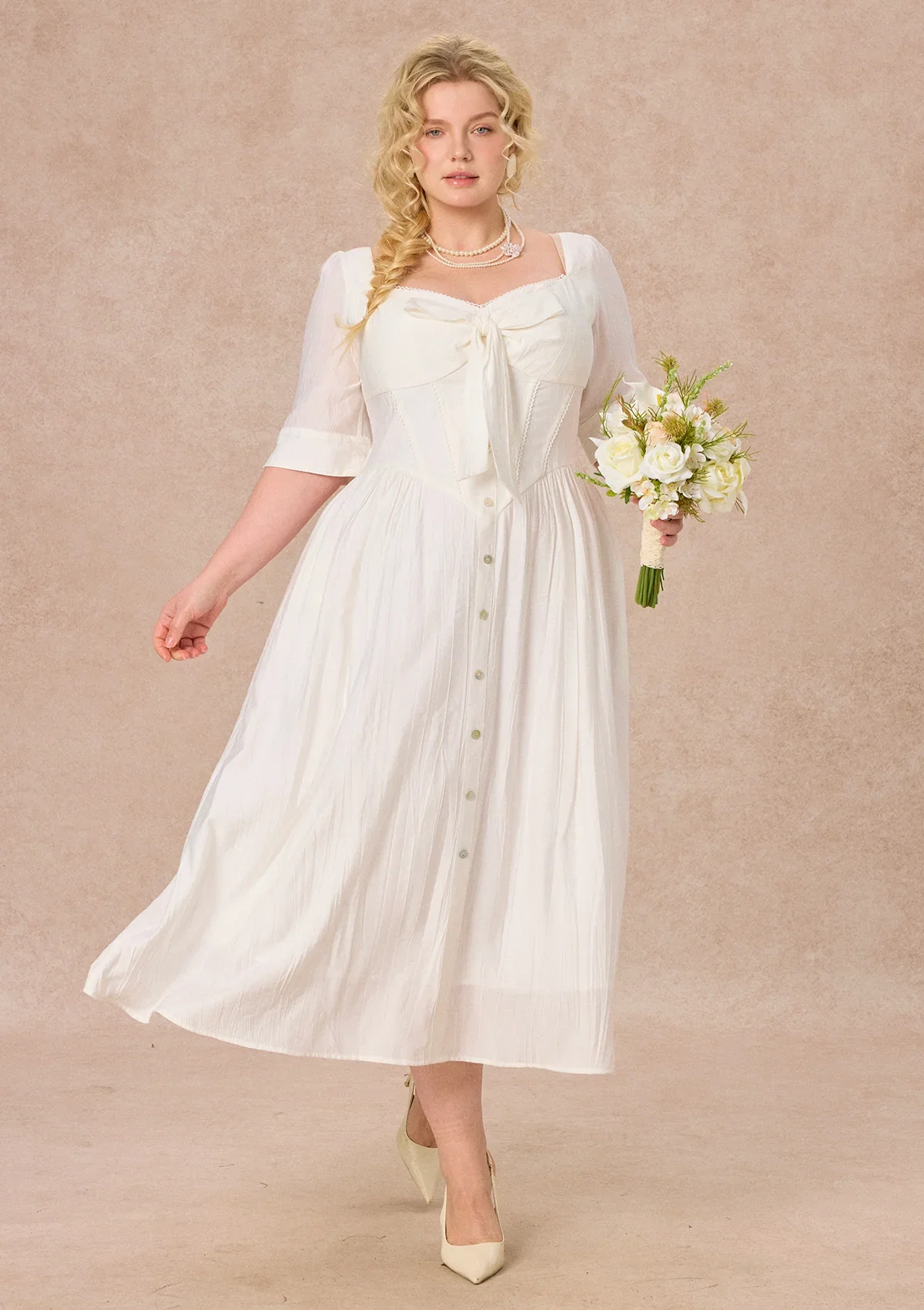 Image of Curve&Plus Bow Ode Dress