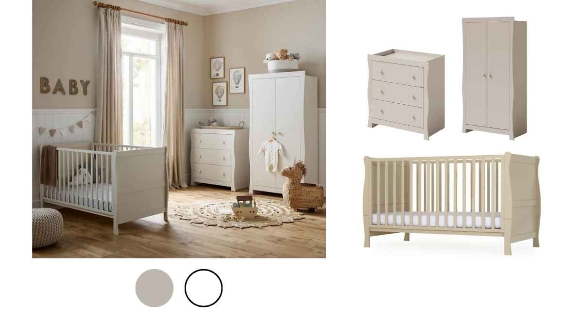 Puggle Alderley Cot Bed with Dresser Changer, Wardrobe