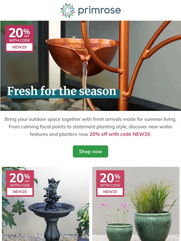 New arrivals, 20% off